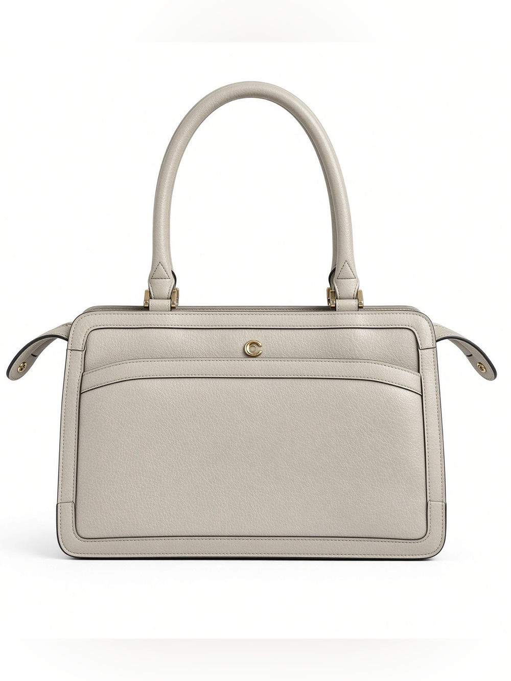 April Cornell Pebbled Cream Satchel with Gold Accent